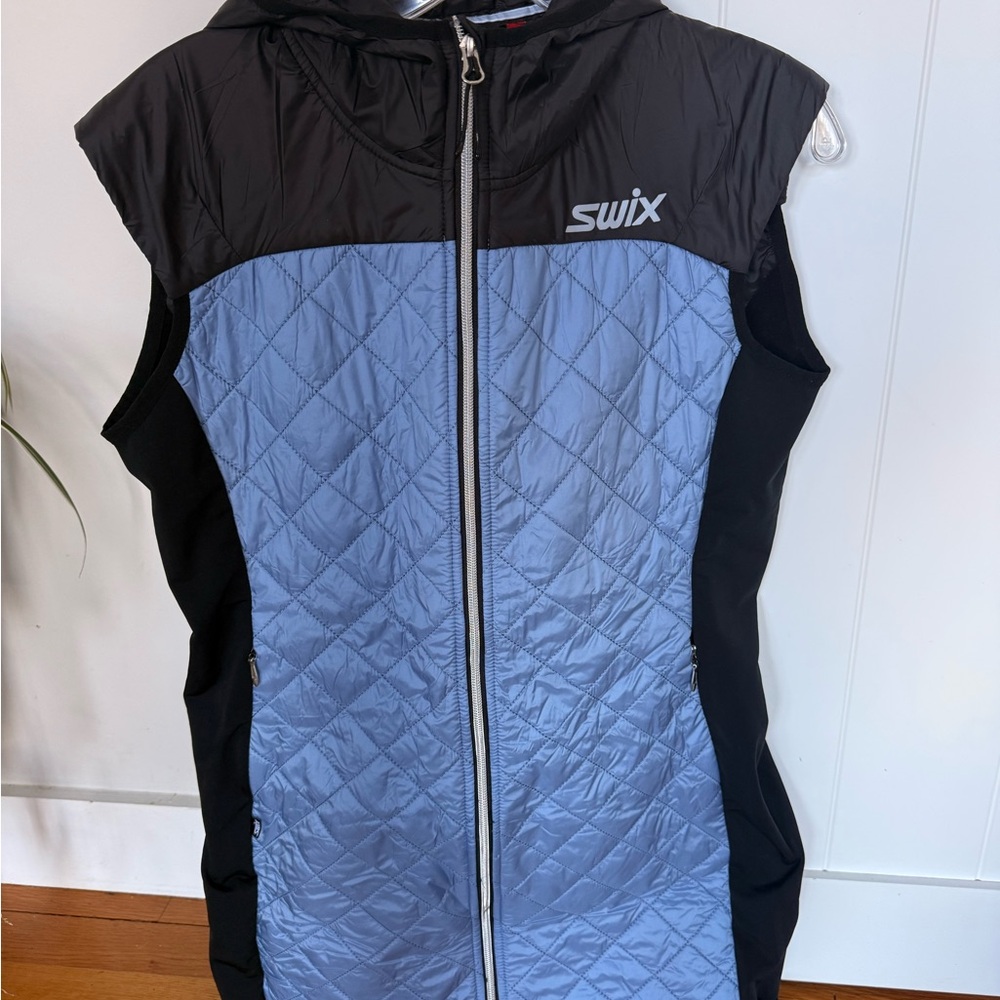 Swix Women's Black and Blue Quilted Vest